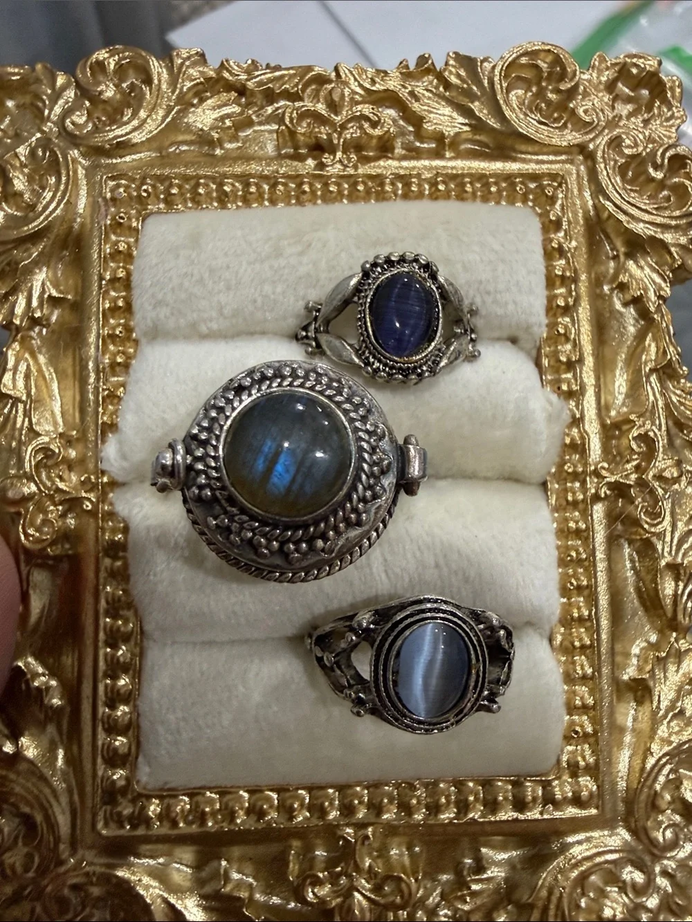Sterling Silver Labradorite Statement Ring - Blue-Green Gem